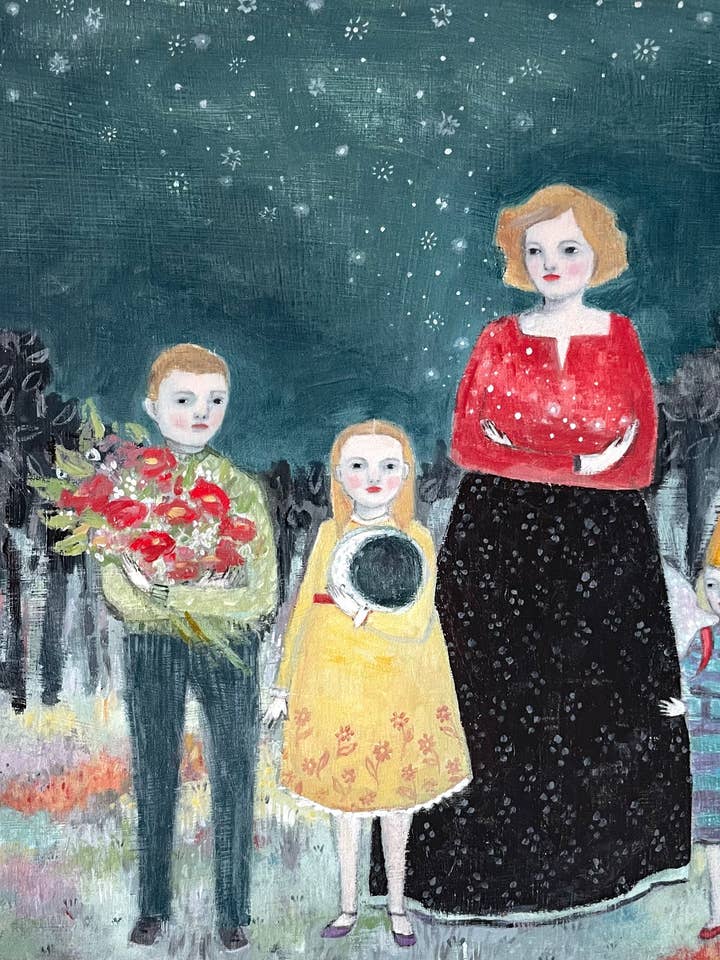 She wanted nothing more for them than the moon and stars, hope and beauty - giclee print of original oil painting for wholesale by Amanda Blake