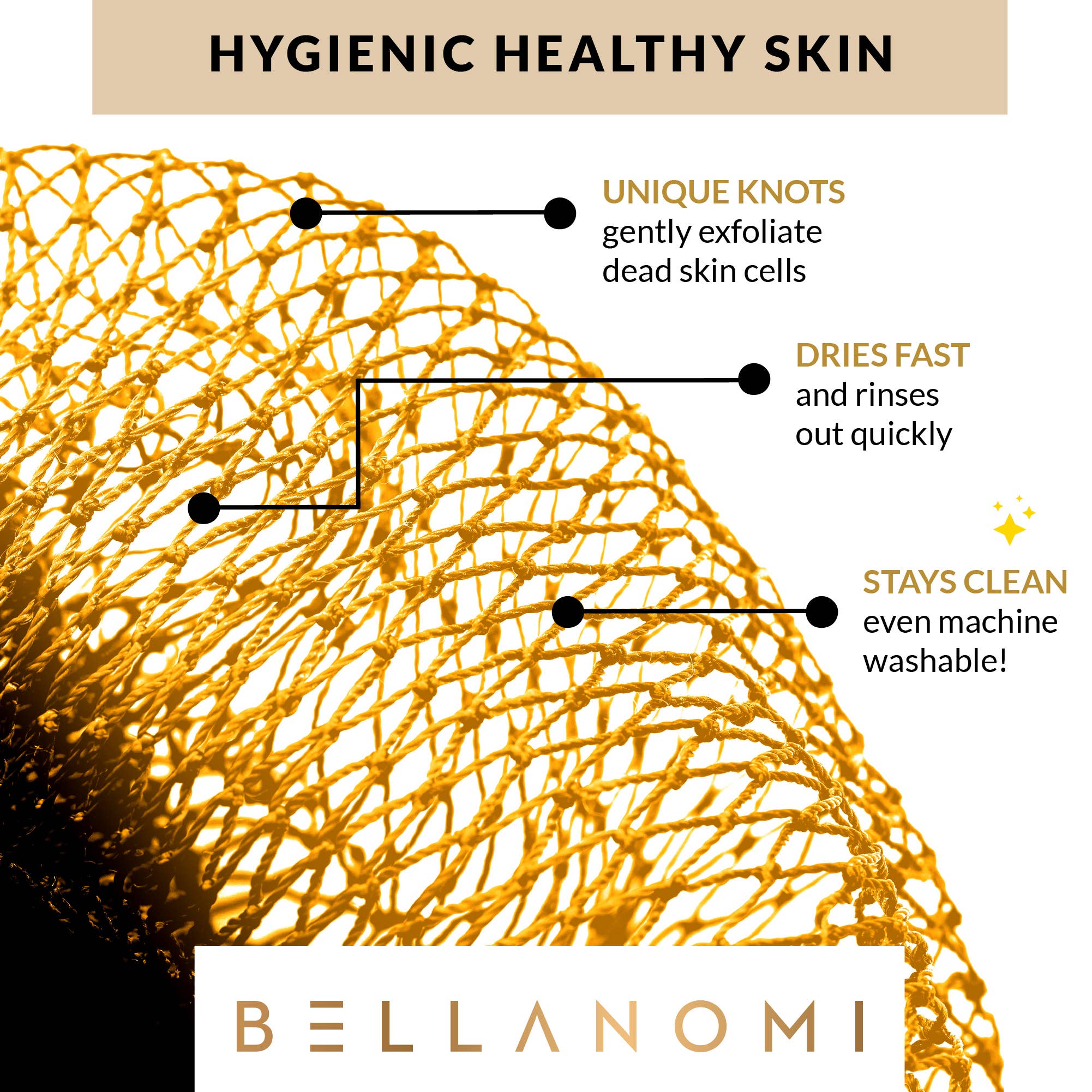 Bellanomi Skincare - Venta al por mayor Pufs/esponjas de baño - Esponja exfoliante africana de red de 114 cm - Más vendida21