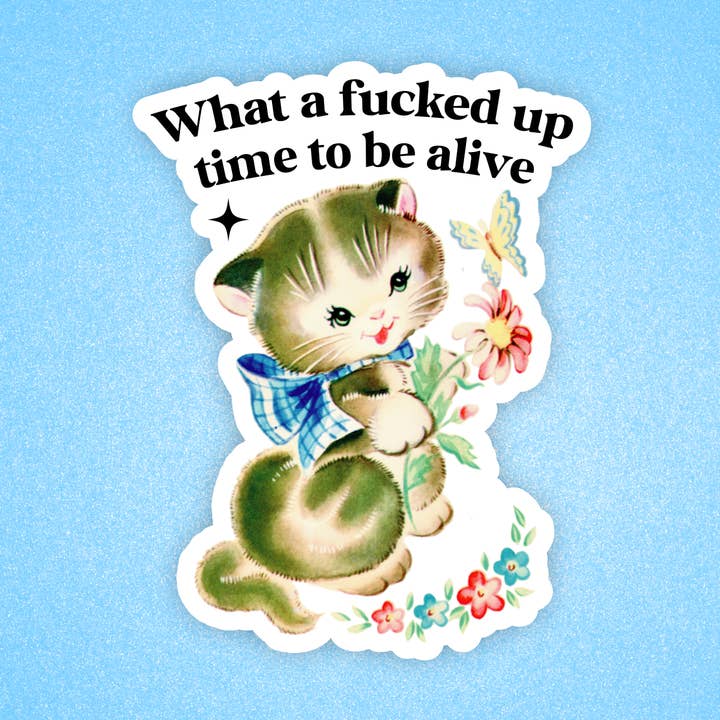 Dark humor sticker , Funny cat sticker, Laptop sticker for wholesale by Radical Buttons