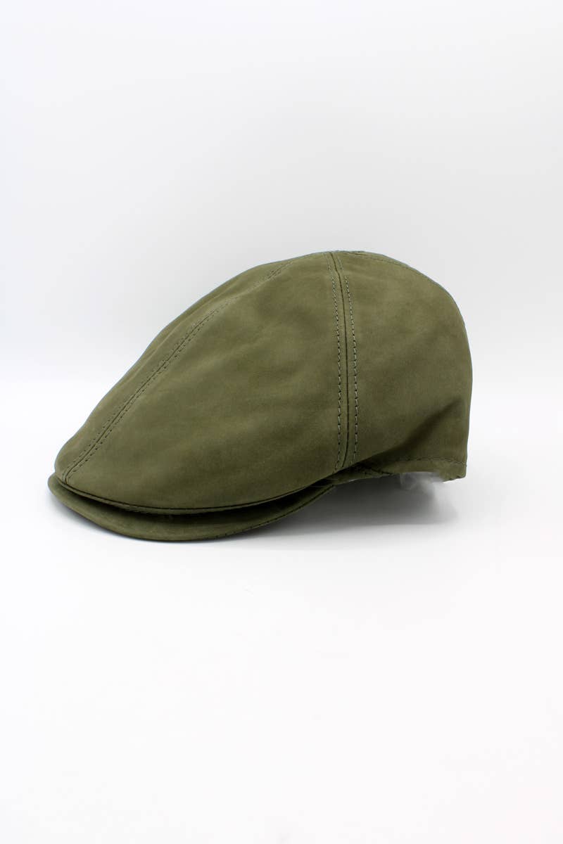 Hologramme Paris – Großhandel Newsboy Hat/Ballonmütze – Herren – 18260 Lederkappe – Khaki3