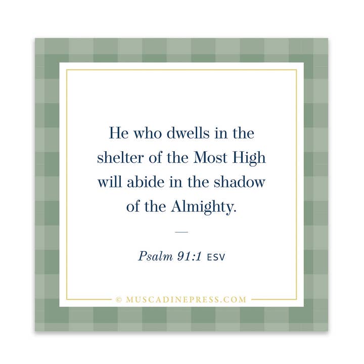 Scripture Static Cling, He Who Dwells for wholesale by Muscadine Press