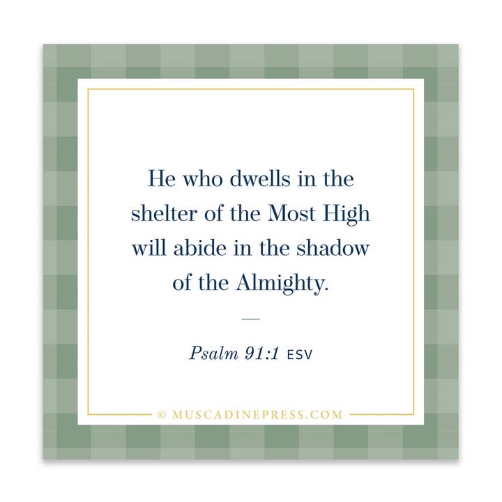 Scripture Mirror Cling, He Who Dwells for wholesale by Muscadine Press