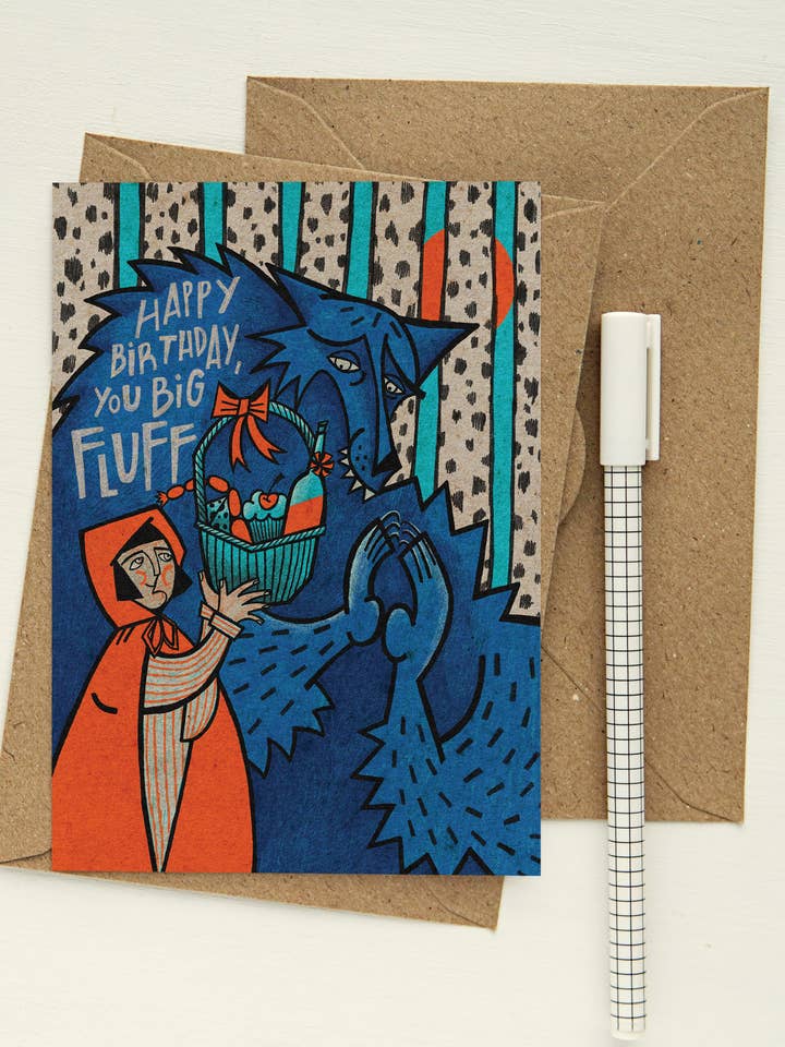 Happy Birthday, You Big Fluff! - greeting card for wholesale by Niki Usagi