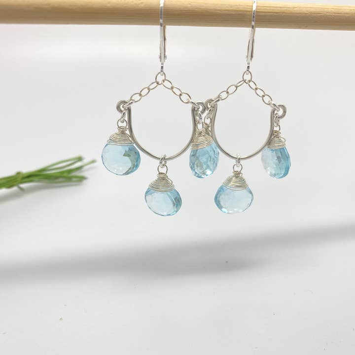 Pendientes de plata de ley con piedras preciosas para venta al por mayor de Floweredsky Designs