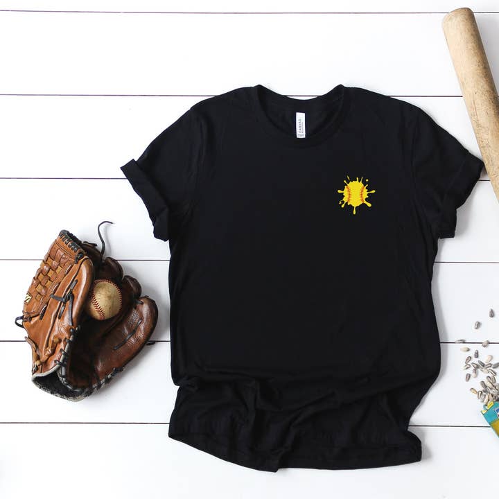 Splatter Softball Sights T-shirt met inktprint voor wholesale door Sights Ink