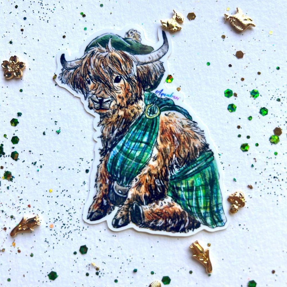 Aquabun - Wholesale Sticker - Highland Cow Sticker1