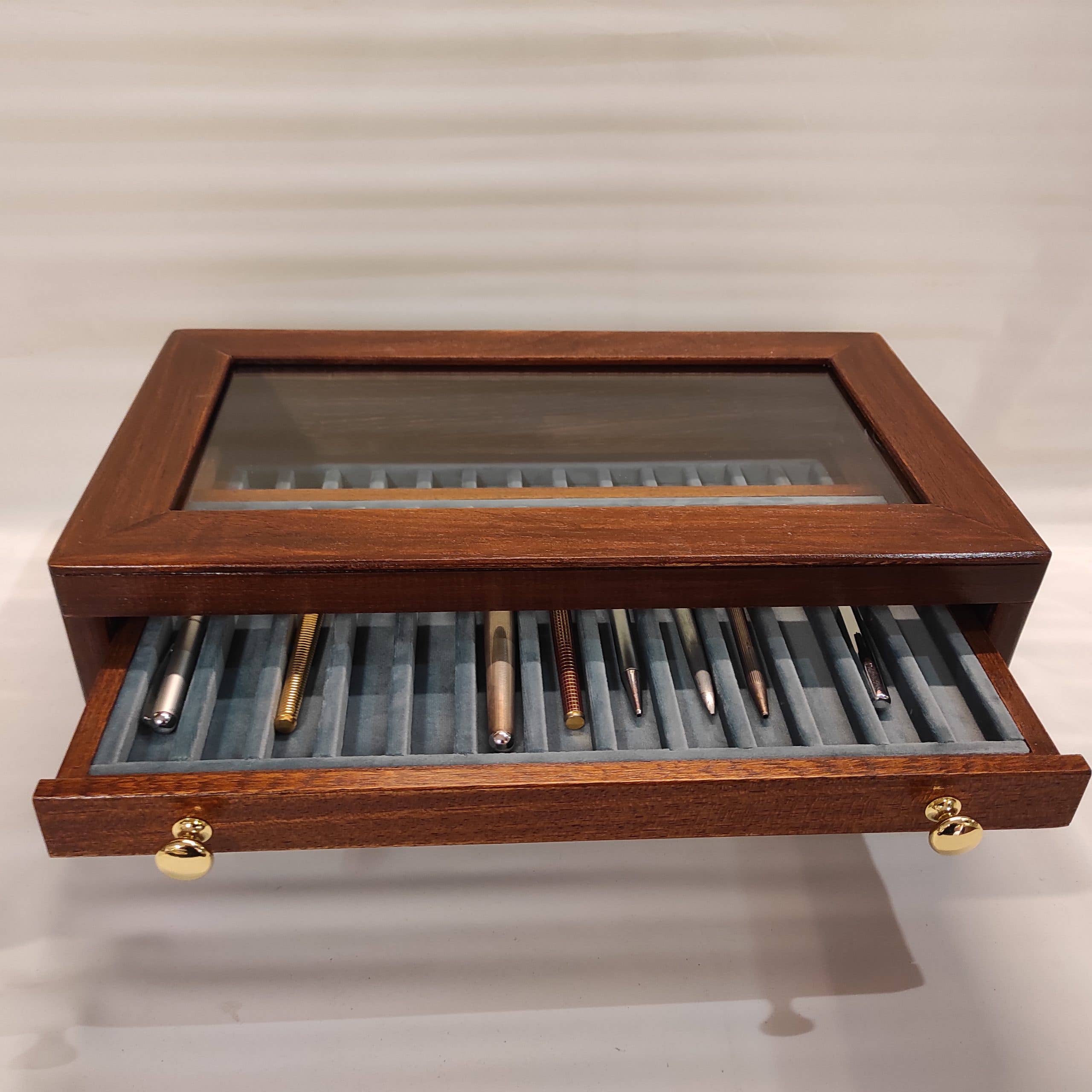 Coins&More - Wholesale Pen & Pencil Holder - Wooden cabinet for 39 collectible pens3