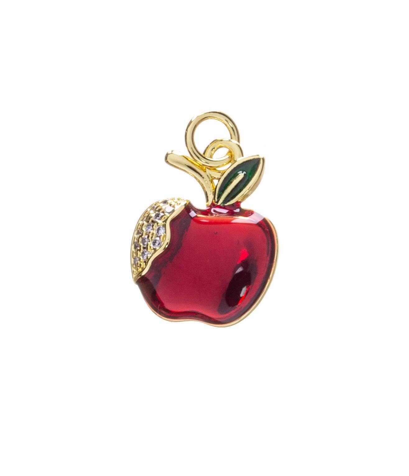 Jewel Pledge - Wholesale Individual Charm/Pendant - Gold or Silver Apple Charm Collection for Jewelry CZ,CPG24985