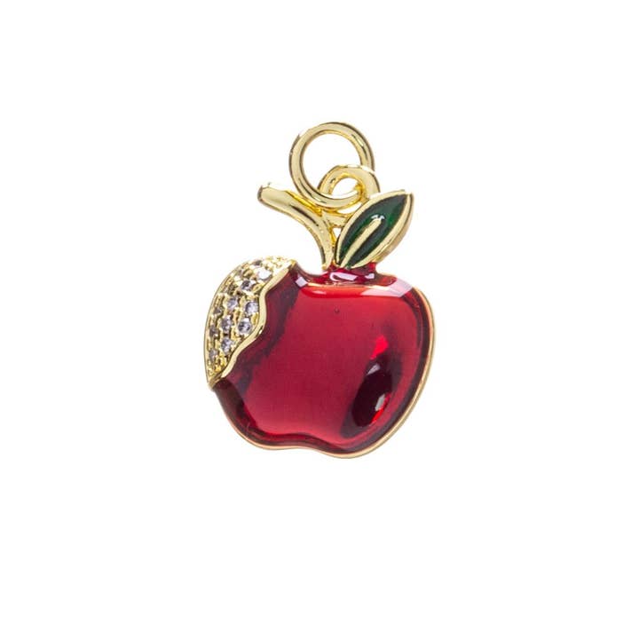 Jewel Pledge - Wholesale Individual Charm/Pendant - Gold or Silver Apple Charm Collection for Jewelry CZ,CPG24985