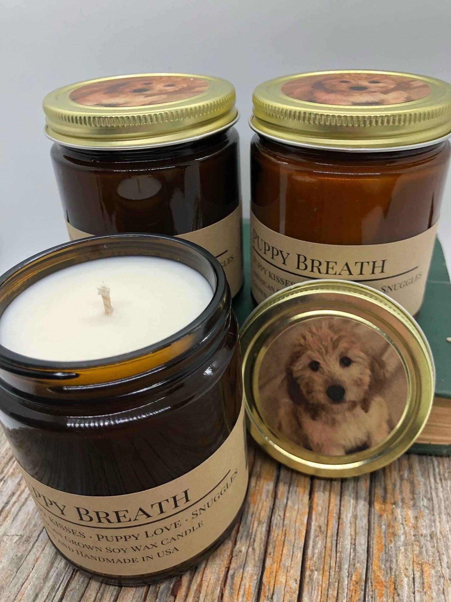 VIAI Beauty - Wholesale Jar/Filled Candle - PRAIRIE FIRE Puppy Breath Soy Wax Candle | 9 oz Amber Apothecary Jar0