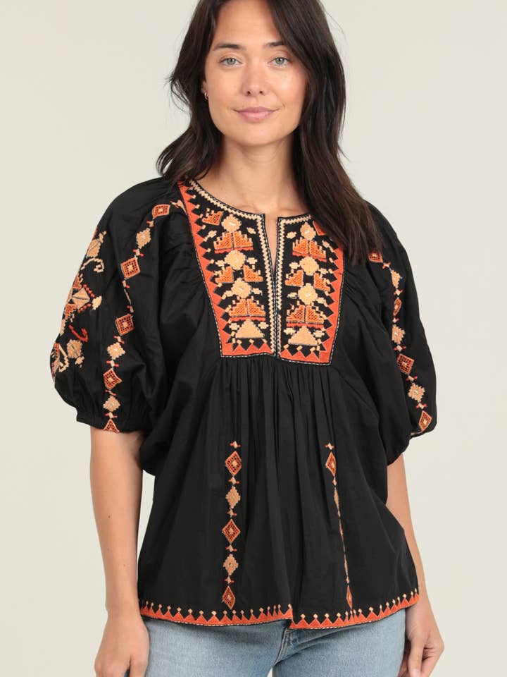 C4J26-EMB EMBROIDERED BLOUSE for wholesale by Nostalgia