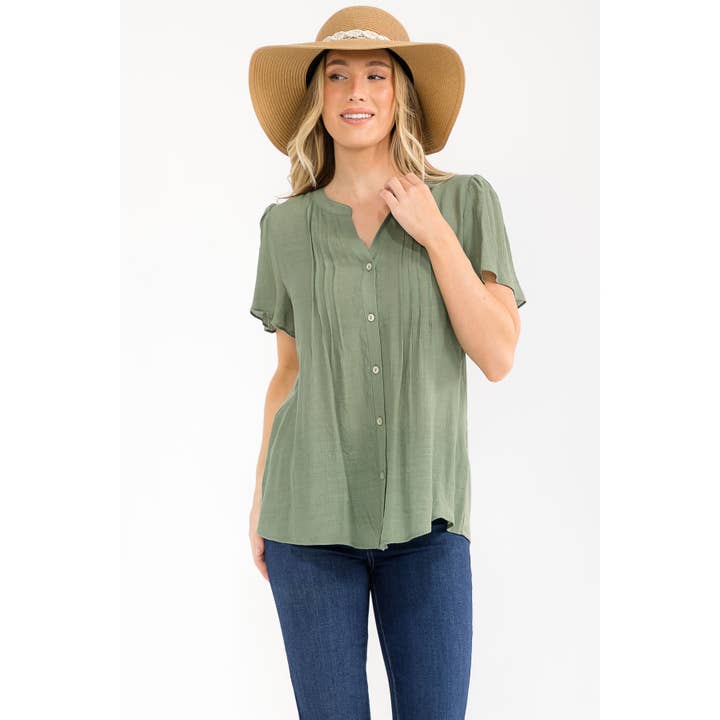 PAPAYA GAAS SCHELP KNOOP PINTUCK OVERHEMD voor wholesale door Perseption