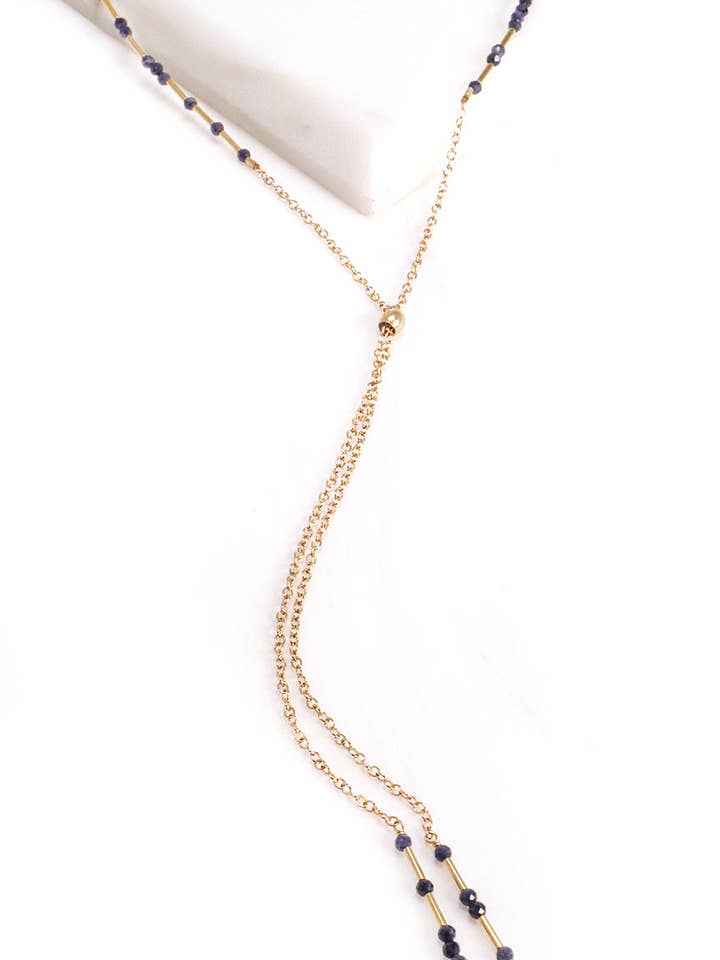 Sapphire Lariat Necklace for wholesale by Mickey Lynn