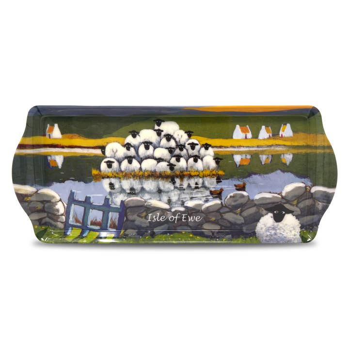 The Whimsical World of Thomas Joseph - Wholesale Serving Tray - Isle of Ewe - Melamine Serving Tray - Sheep Artwork