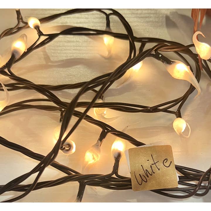Electric WHITE Primitive Teeny Rice Lights for wholesale by Raggedy Junction