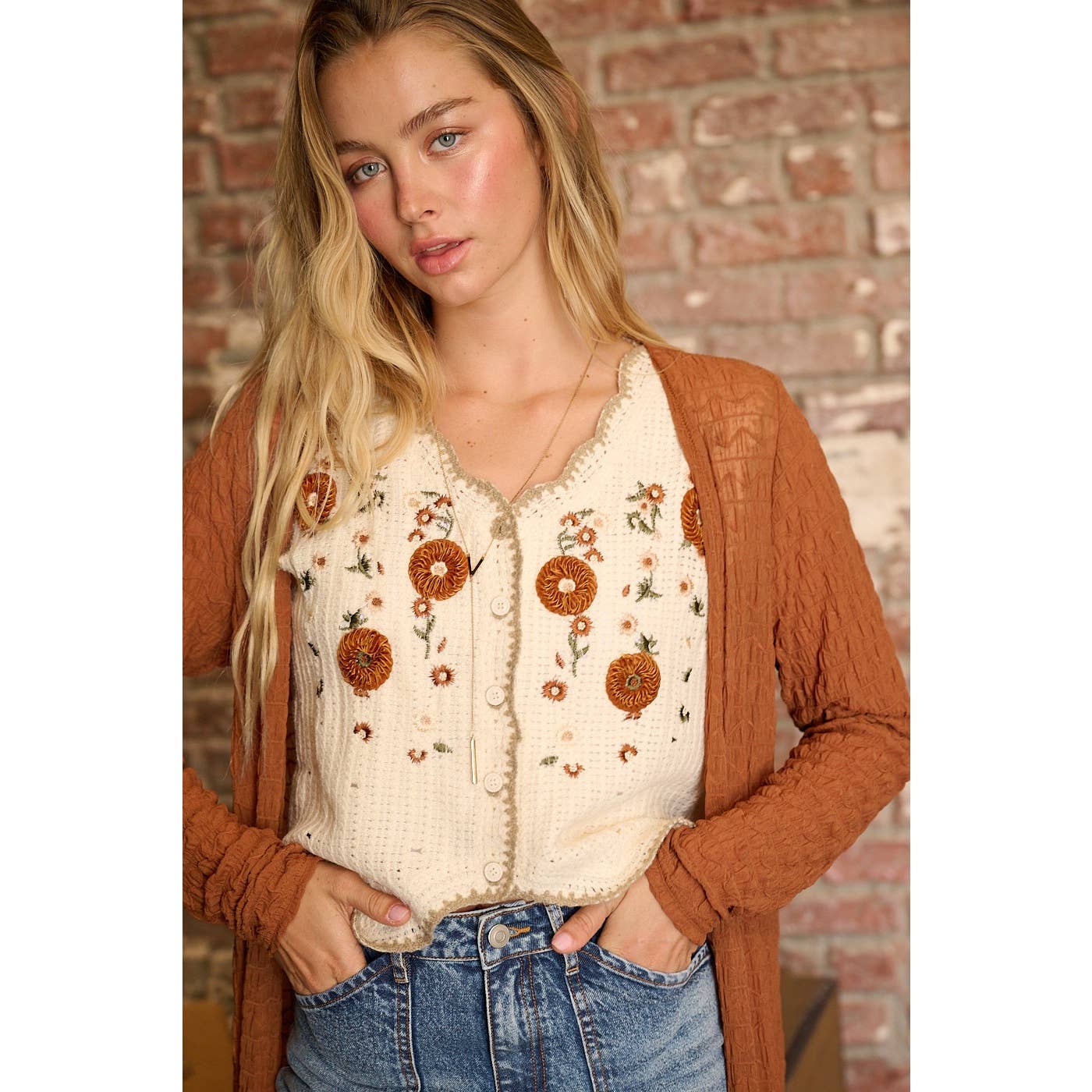 mittoshop - Wholesale Sweater Vest - Women's - FLORAL EMBROIDERY SLEEVELESS VEST CROCHET TOP5