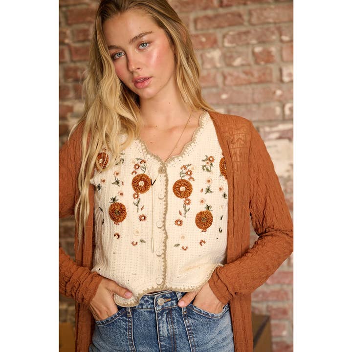 mittoshop - Wholesale Sweater Vest - Women's - FLORAL EMBROIDERY SLEEVELESS VEST CROCHET TOP5