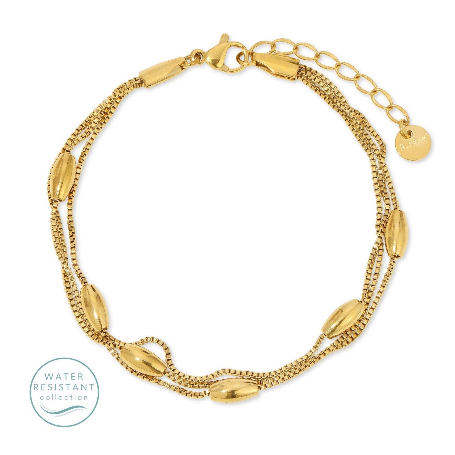 Splendid Iris - Wholesale Link & Chain Bracelet - Triple Layer Accented Water Resistant Bracelet0