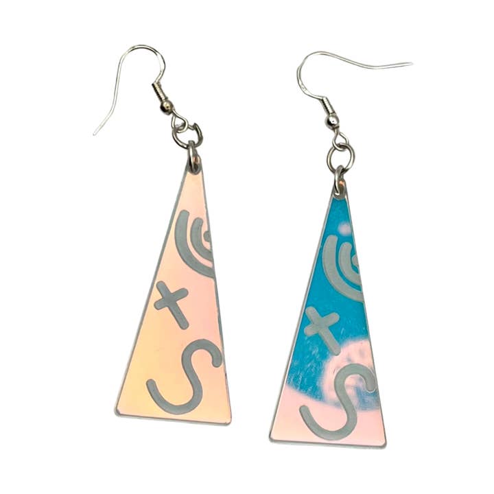 90's Iridescent Triangle Earrings for wholesale by The Spooky Haus