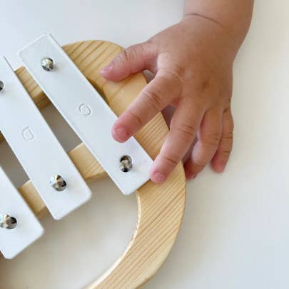 All Wooden Elements - Wholesale Musical Toy - Kids & Baby - Minimalist Baby Wooden Xylophone (White) Musical Instrument