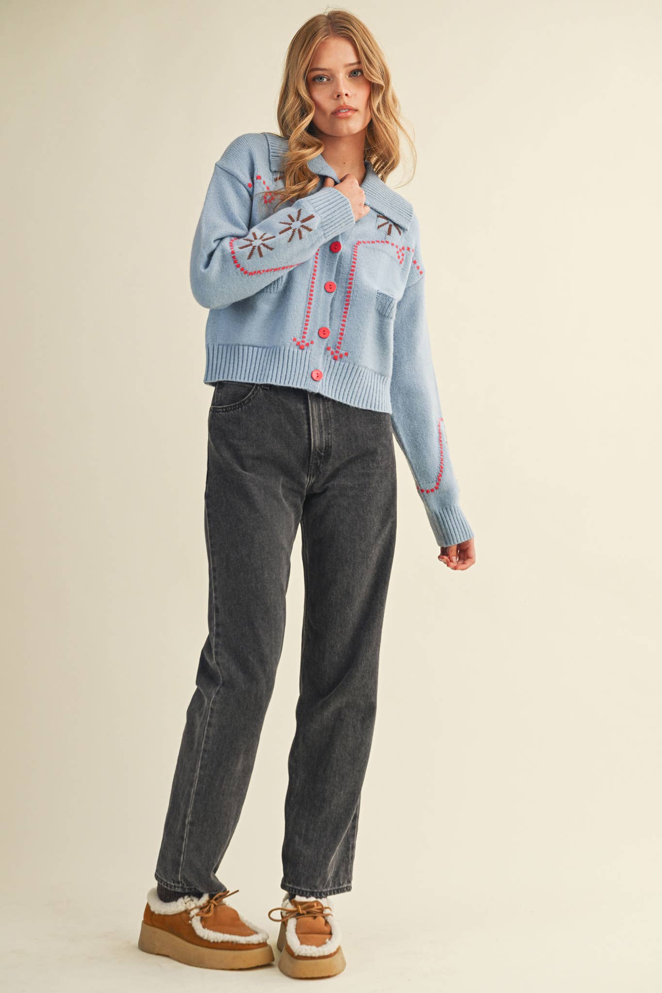 &MERCI - Wholesale Cardigan - Women's - WESTERN DESIGN SWEATER CARDIGAN MSW1121744