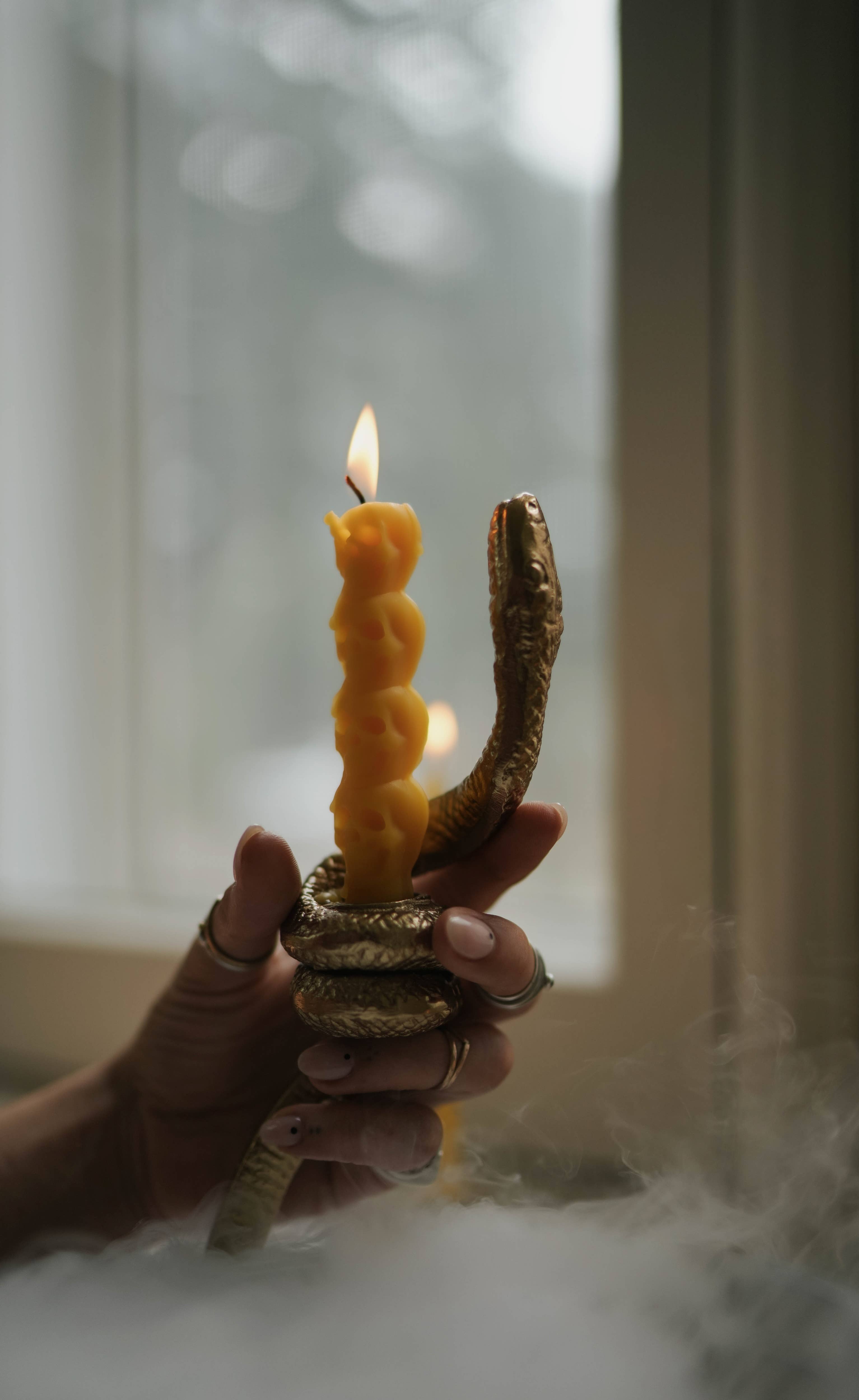 Slow Burn - Wholesale Tapered Candle/Candlestick - Scully - Beeswax Skull Taper Candle2