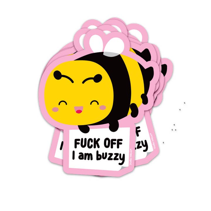 Bee Fuck Off I am Buzzy Sticker for wholesale by Studio Inktvis