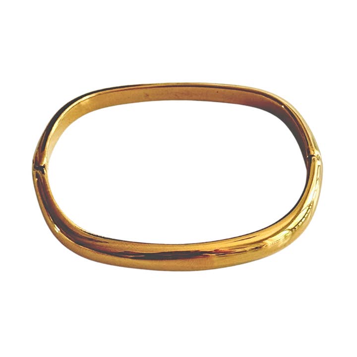 Gold Square Bangle for wholesale by Kiss Me Kate Jewelry