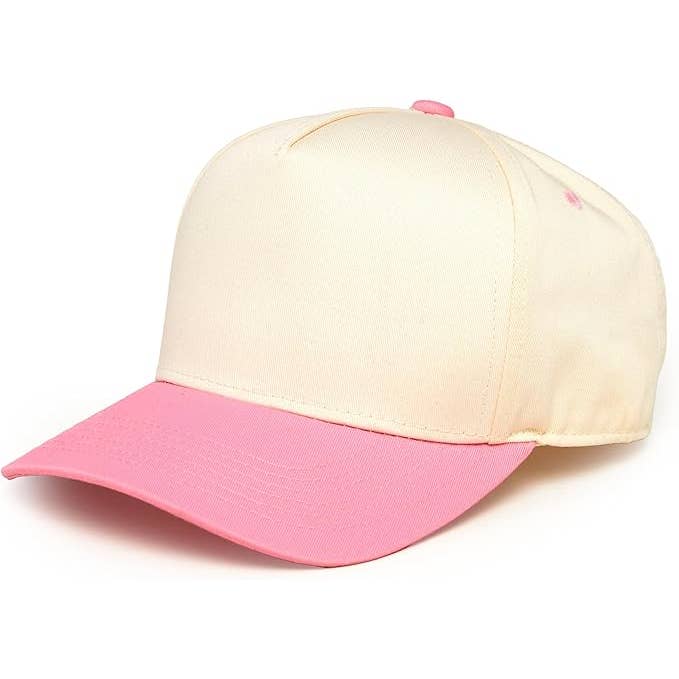 Funky Junque - Wholesale Baseball Cap - Unisex - Two Tone Vintage Snapback Hat - Pink/Beige