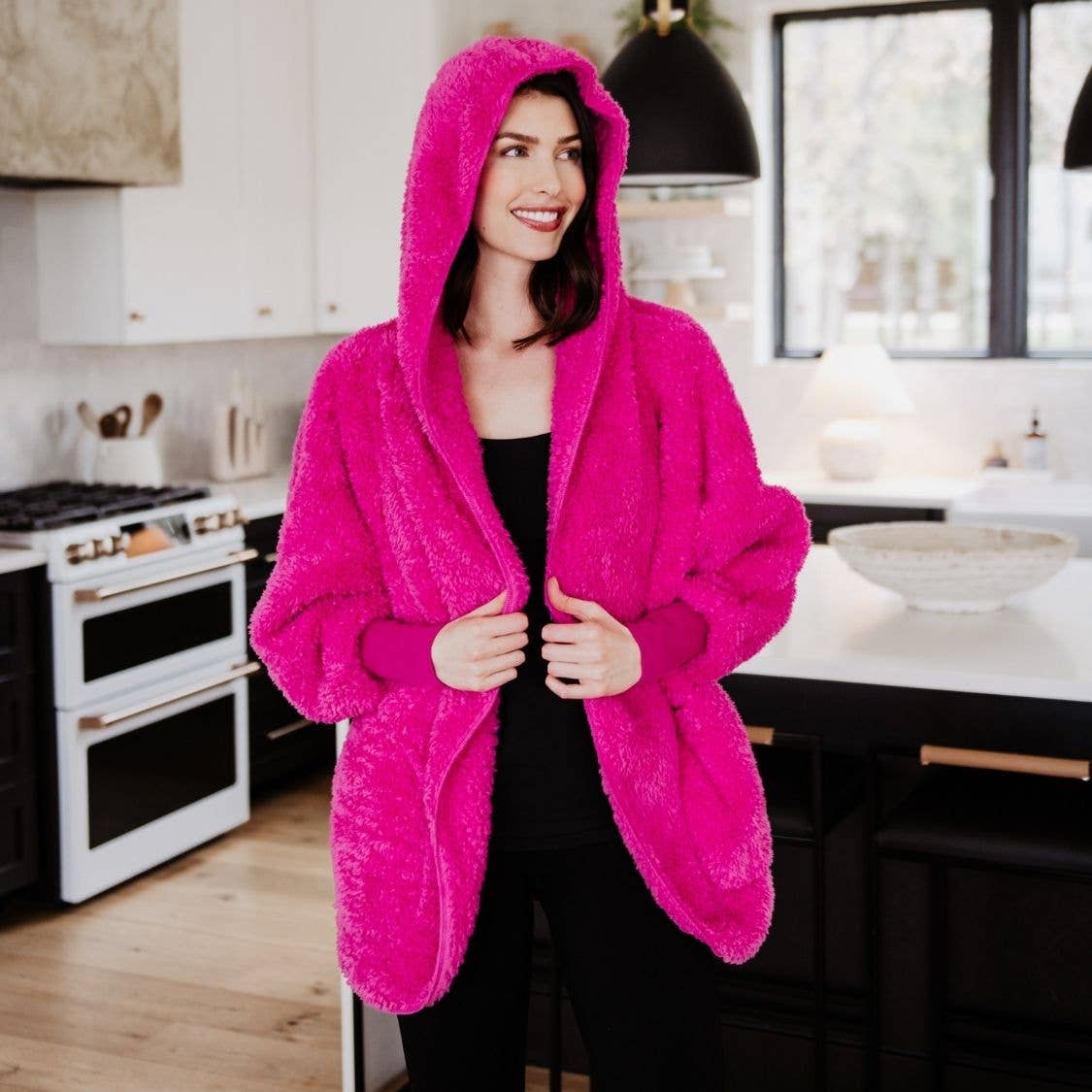 Hot Pink Lightweight BODY WRAP w/ Hoodie & Pockets for wholesale on Faire1