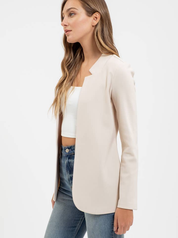 Blu Pepper - Wholesale Blazer - Women's - NOTCH COLLAR LONG SLEEVE LONG LINE BLAZER16