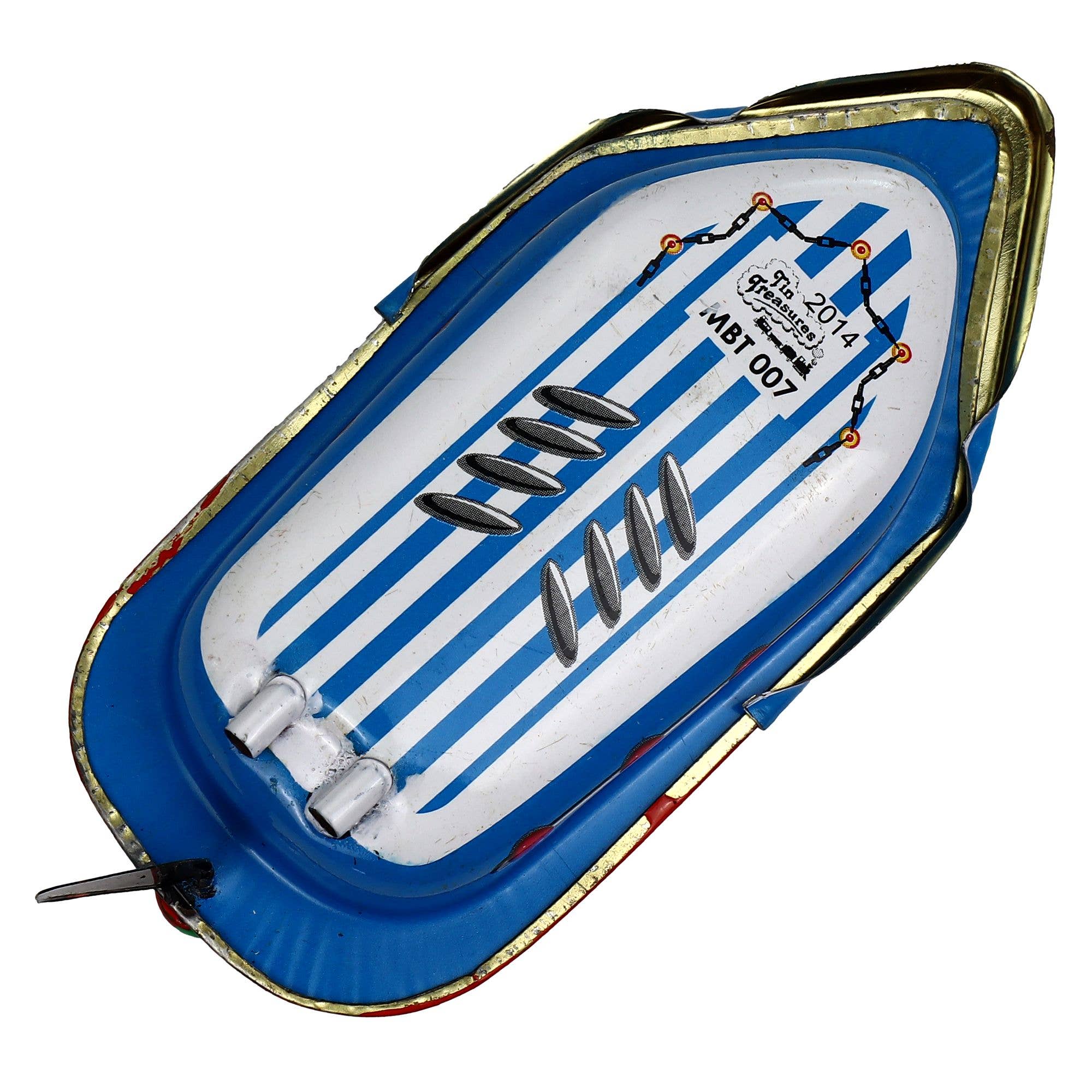 Tribal Trade GmbH - Wholesale Decorative Figurine - Tin Toy Candle Boat Pop Pop Boat Mini Litho Blue1