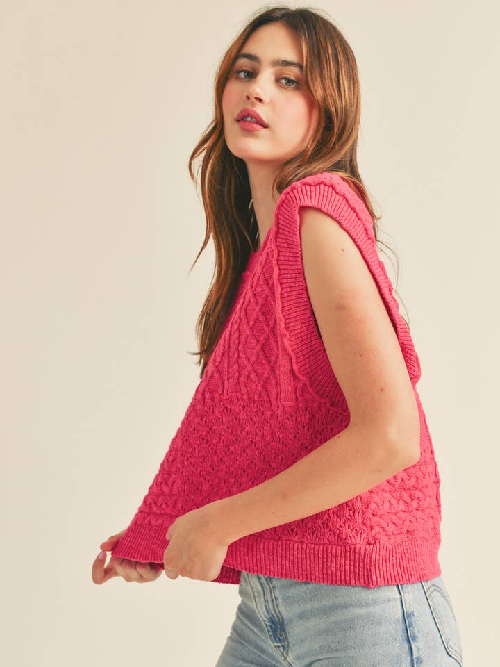 &MERCI – wholesale Tröjväst – Dam – MÖNSTRAD KABELSTICKAD VÄST MSW102239