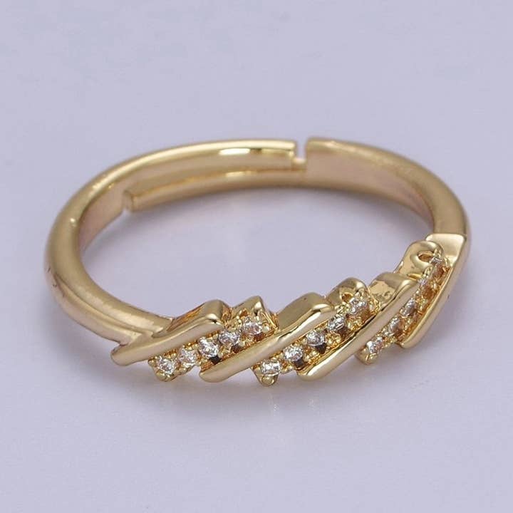 Minimalistiske ringe Klar CZ stabling smykker guldfyldt bånd ring justerbar S-528 for engroshandel hos Aim Eternal