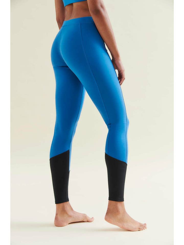 Easy Colour Block Leggings - Shoreline Blue/Caviar Black for wholesale by Wellicious