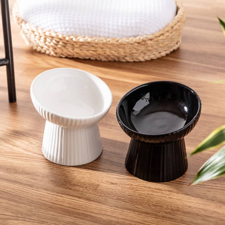 Park Life Designs - Wholesale Pet Bowl - Cat/Dog - Fluted Tilt Ceramic Cat Dish - Ideal For Food Or Water 11