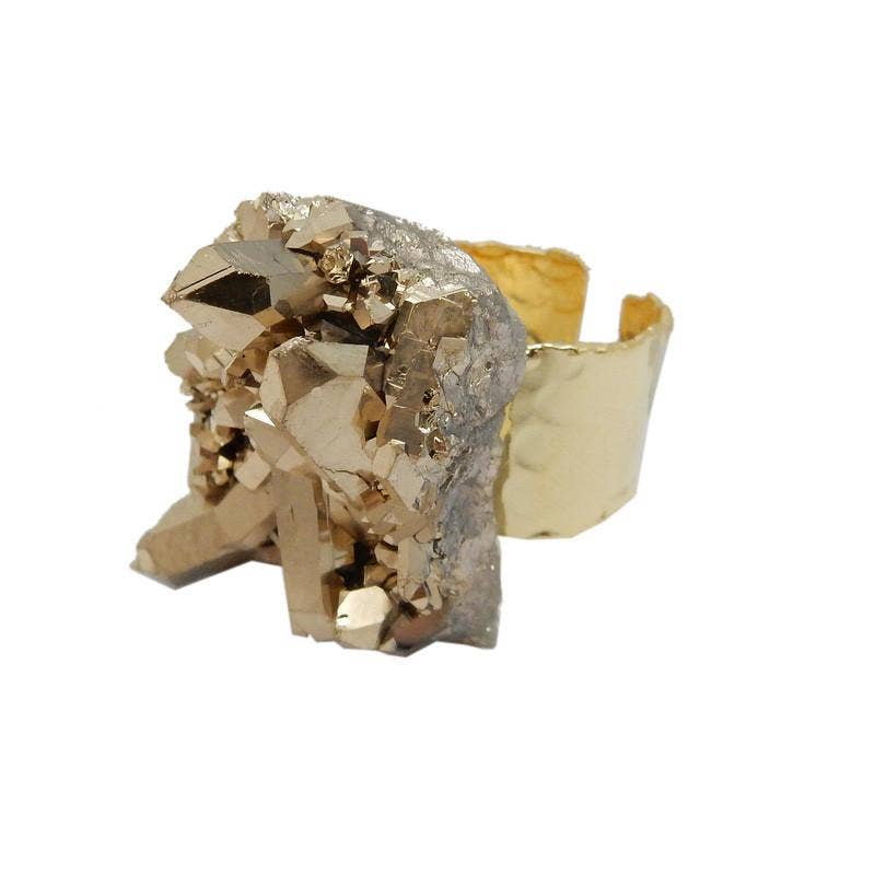 Rock Paradise - Vente Bague de cocktail/de cérémonie - Bague Crystal Point Cluster avec bracelet galvanisé16