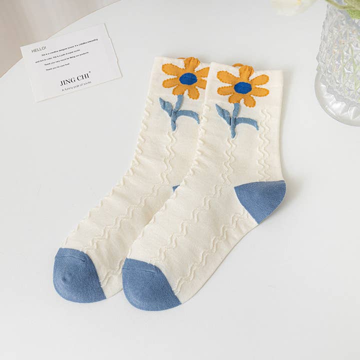 Funkyrel® Atzbranding Limited - Wholesale Socks - Women's - Rufia - Blossom Beauty 3D Floral Embellished Socks