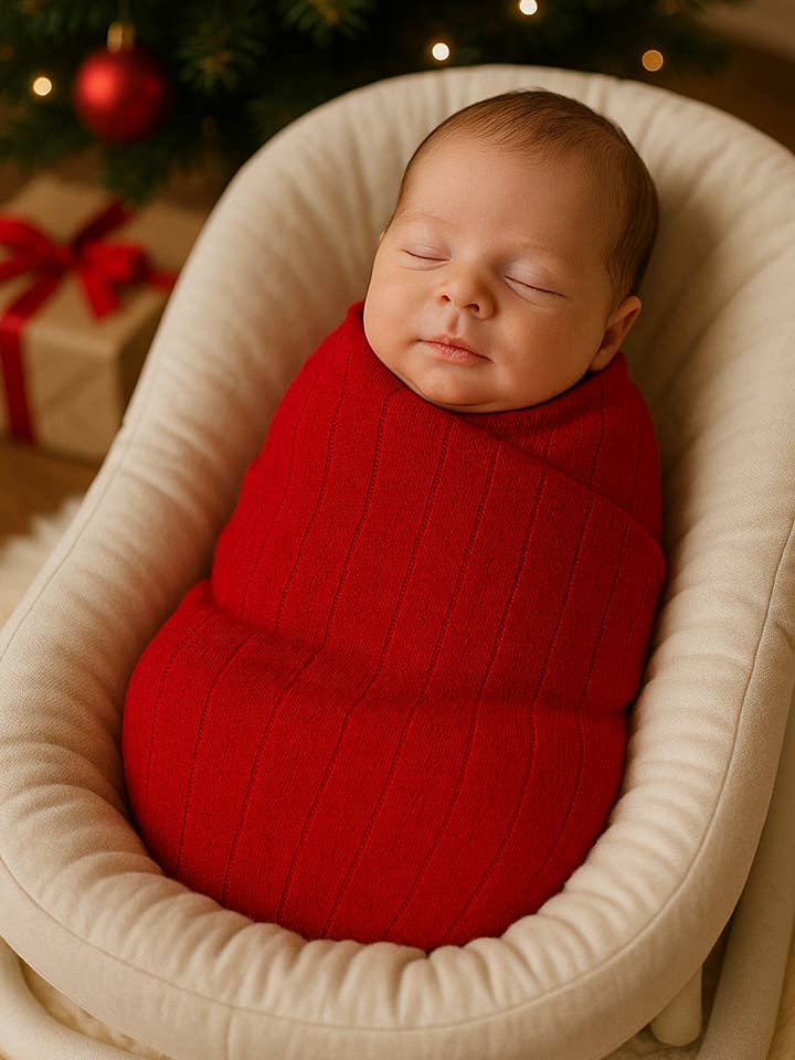 Organische Pointelle-Wickeldecke - Rot für den Großhandel von House of Henry