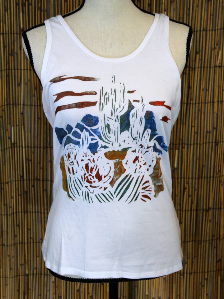 Desert Scape Hand Painted Women's Yoga Tank for wholesale by Third Wolf Designs