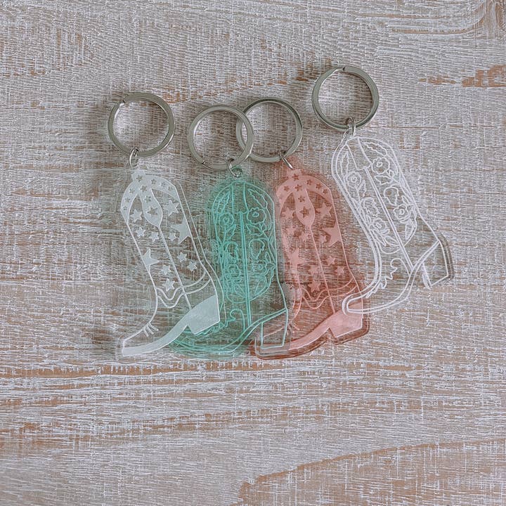 Sugar Koated Designs - Wholesale Keychain - Women's - Cowboy Boots Keychain, Cowgirl Boot Keychain, Western