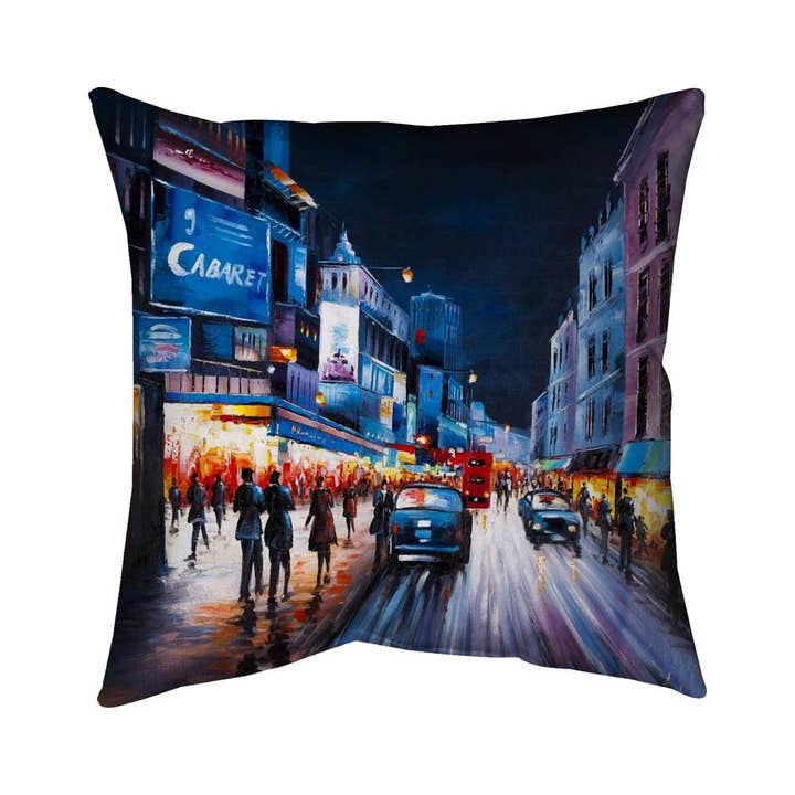 Blue Cities Cabaret Evening Pillow | Contemporary Home Decor for wholesale by BEGIN HOME DECOR