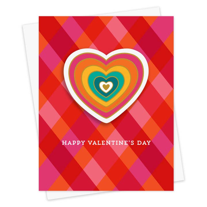 Valentine Heart Sticker Valentine's Day Card for wholesale by Night Owl Paper Goods