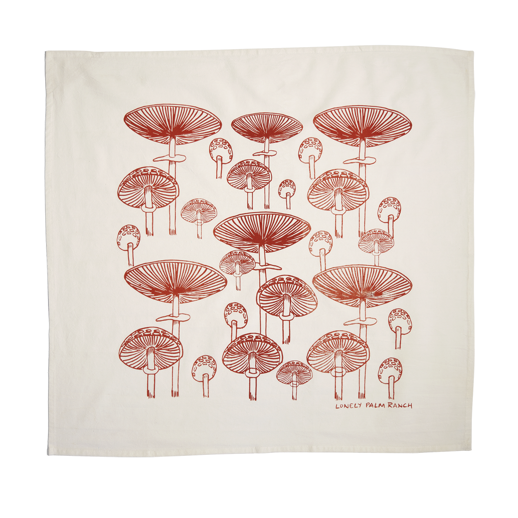 Lonely Palm Ranch - Wholesale Tea Towel - Rust Mushroom 28" Tea Towel - Silkscreened 100% Cotton1