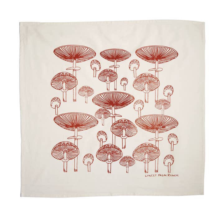 Lonely Palm Ranch - Wholesale Tea Towel - Rust Mushroom 28" Tea Towel - Silkscreened 100% Cotton1
