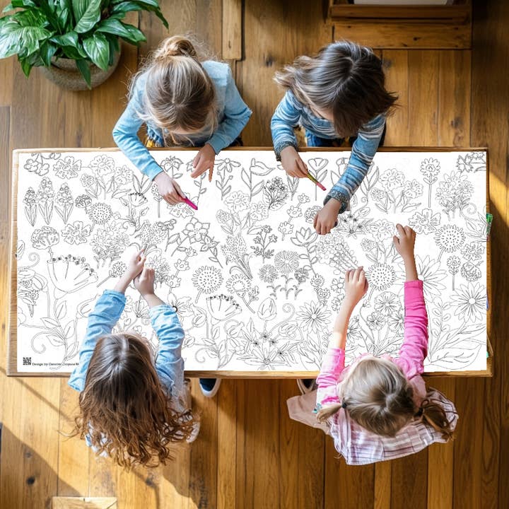Creative Crayons Workshop - Wholesale Coloring Book - Adult - Wildflower Coloring Tablecloth | Botanical Coloring Sheet