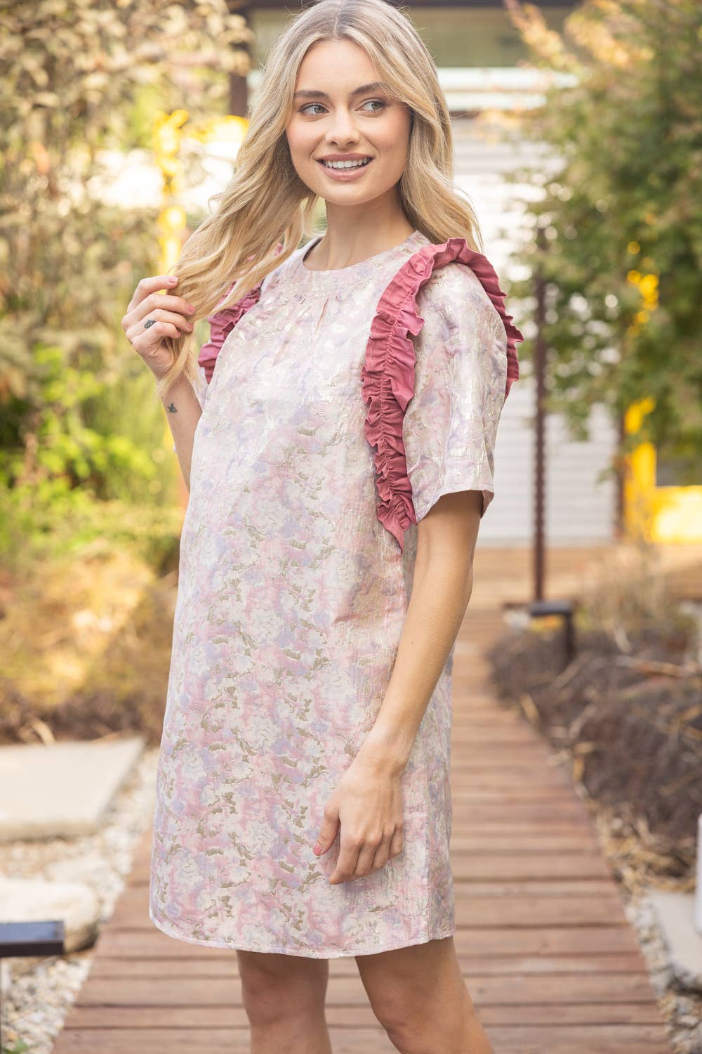 VOY - Venta al por mayor Vestido - Mujer - 34882 Vestido de Volantes con Contraste de Jacquard Metálico12