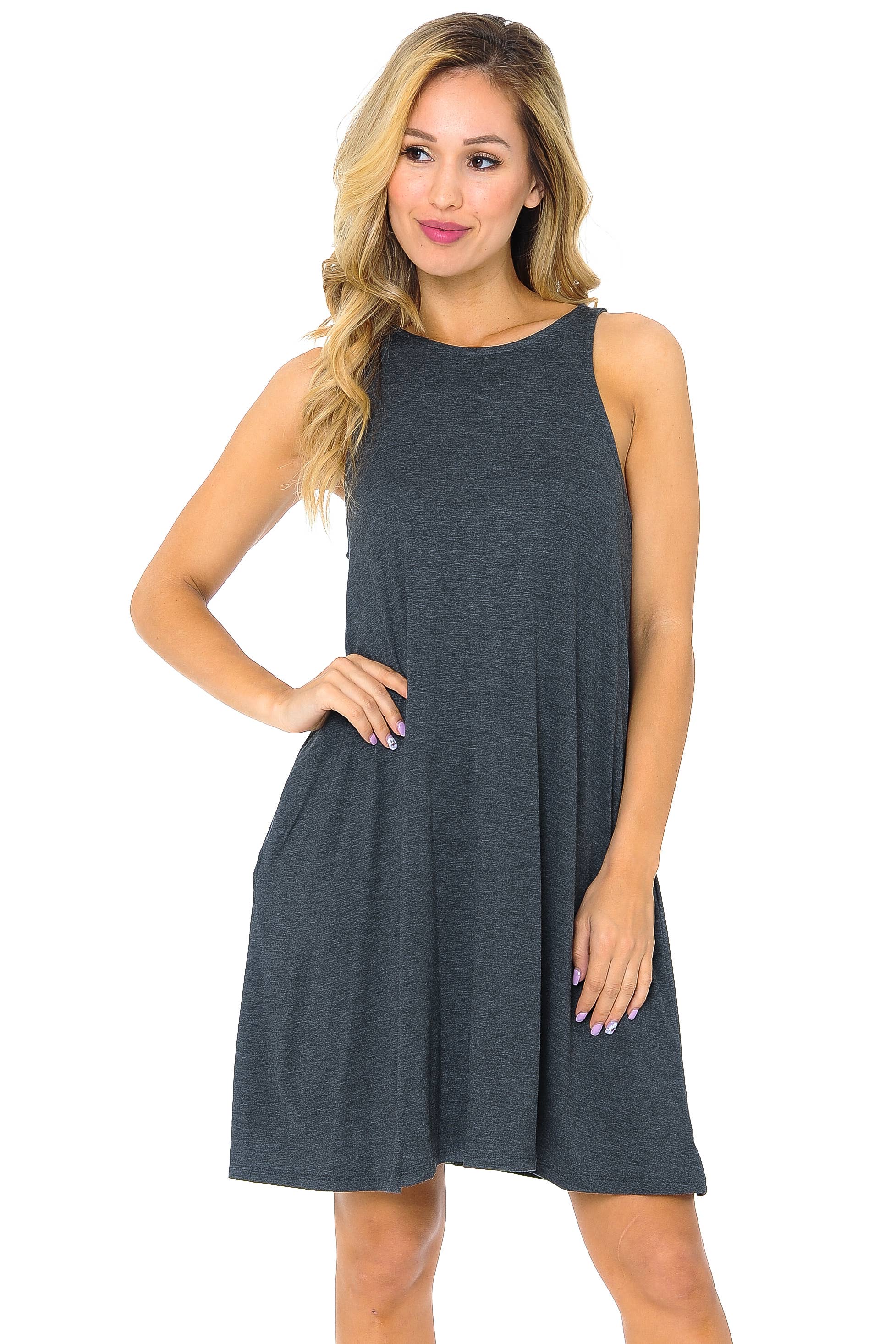 Burgundy Apparel - Wholesale Dress - Women's - TANK DRESS WITH POCKETS1