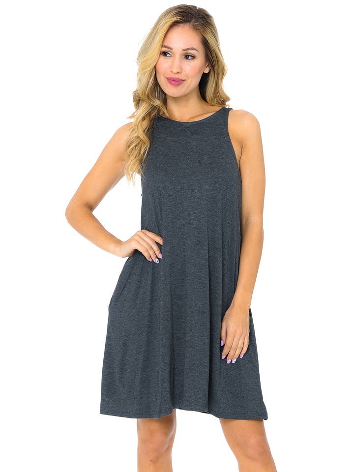 Burgundy Apparel - Wholesale Dress - Women's - TANK DRESS WITH POCKETS1