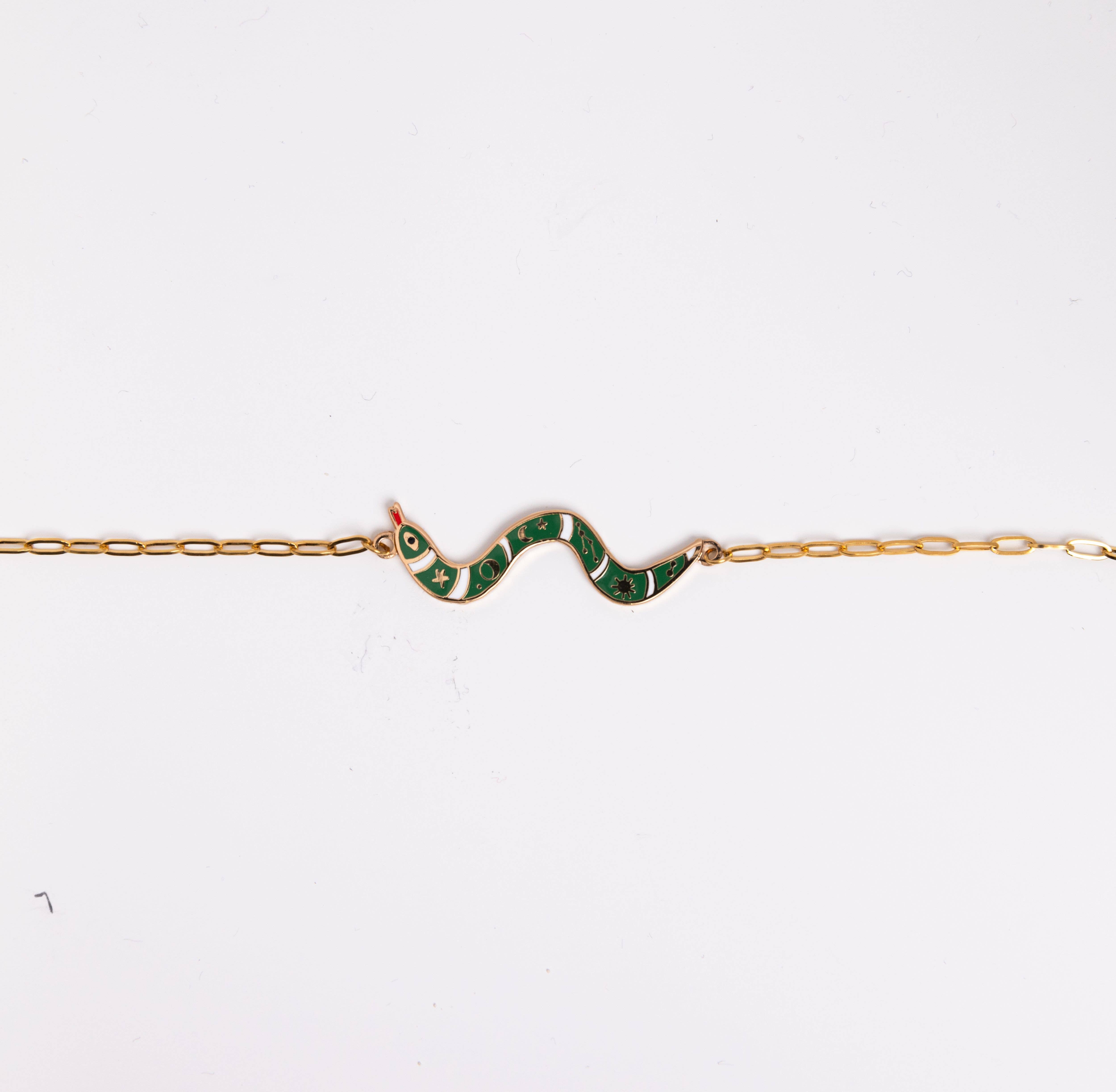 Yellow Owl Workshop - Wholesale Charm/Dangle Bracelet - Snake Bracelet - Mystical Amulet 18k Gold Gilt Enamel1